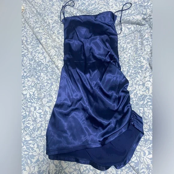 cider blue satin dress Xirena Hazel Dress In Castaway Blue